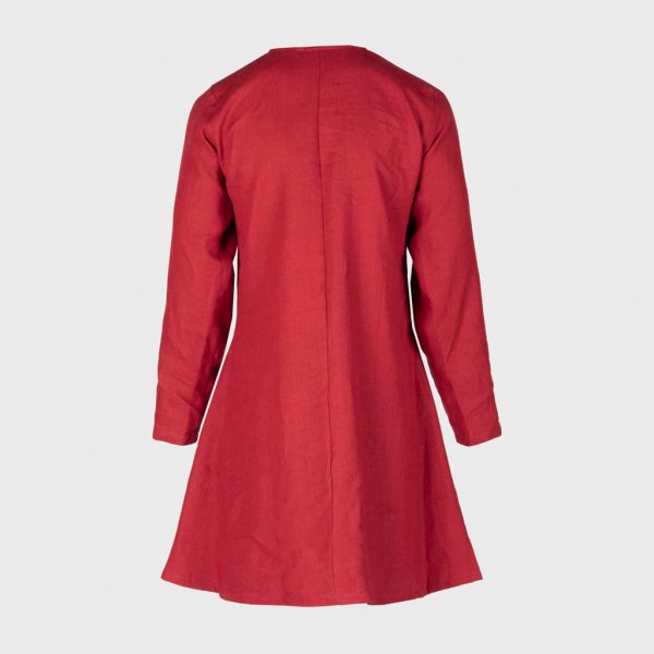 Viking Linen Tunic, Red Hot on Sale - Image 4