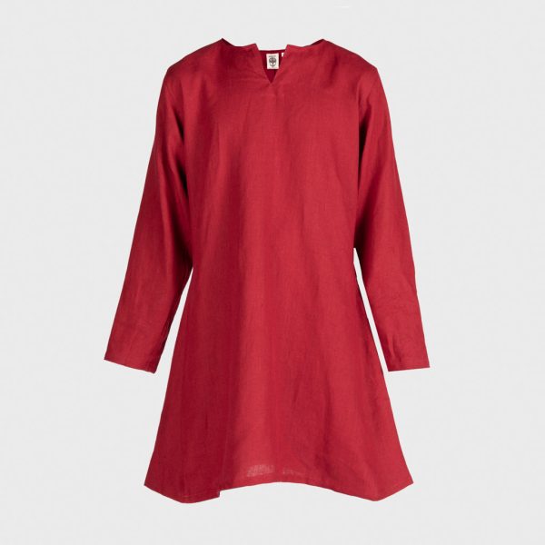 Viking Linen Tunic, Red Hot on Sale - Image 2